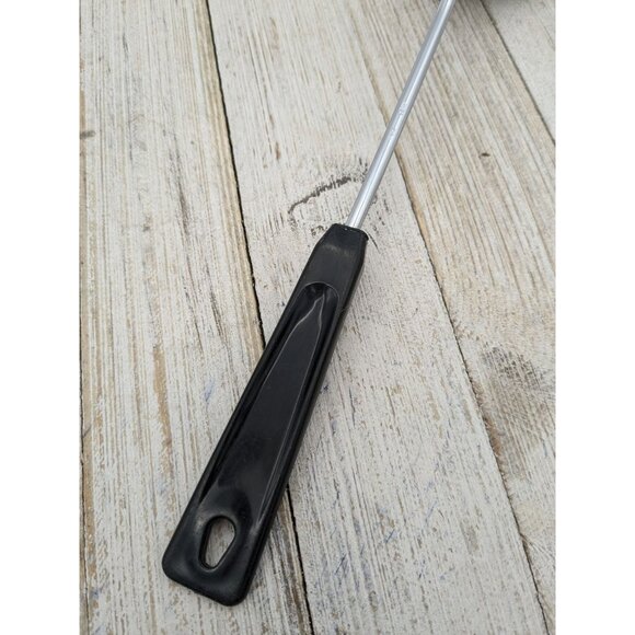 Vintage Ames 11" Slotted Serving Spoon #3 Black Handle Chrome Plated - Picture 6 of 10